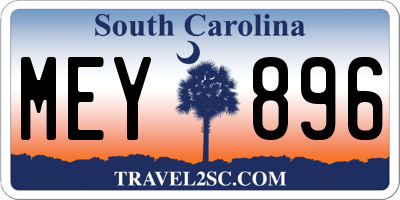 SC license plate MEY896