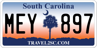 SC license plate MEY897