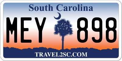 SC license plate MEY898