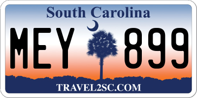 SC license plate MEY899