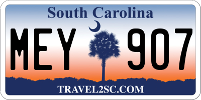 SC license plate MEY907