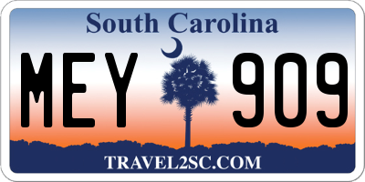 SC license plate MEY909