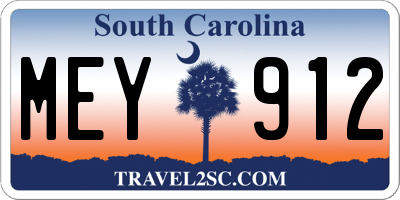 SC license plate MEY912