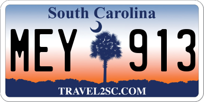 SC license plate MEY913