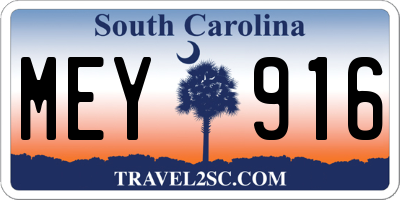 SC license plate MEY916