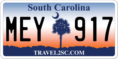 SC license plate MEY917