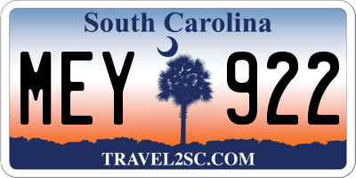 SC license plate MEY922