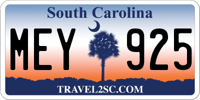 SC license plate MEY925