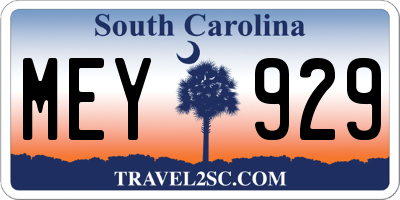 SC license plate MEY929