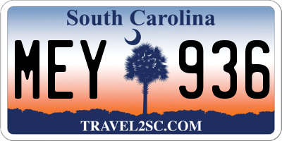 SC license plate MEY936