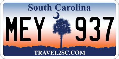 SC license plate MEY937