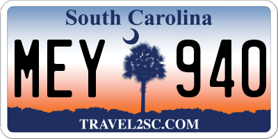 SC license plate MEY940