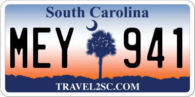 SC license plate MEY941