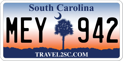 SC license plate MEY942