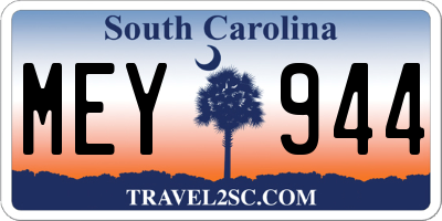 SC license plate MEY944