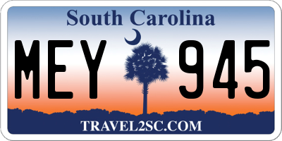 SC license plate MEY945