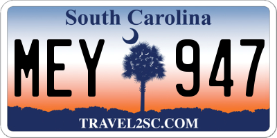 SC license plate MEY947