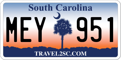 SC license plate MEY951
