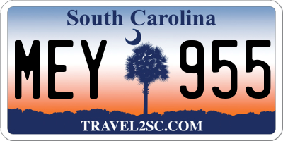 SC license plate MEY955