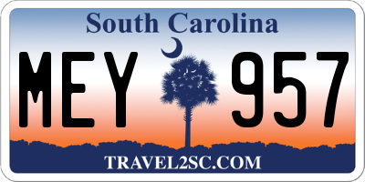 SC license plate MEY957