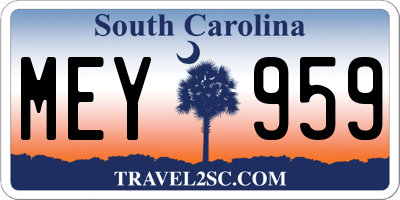 SC license plate MEY959