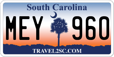 SC license plate MEY960