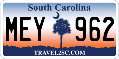 SC license plate MEY962
