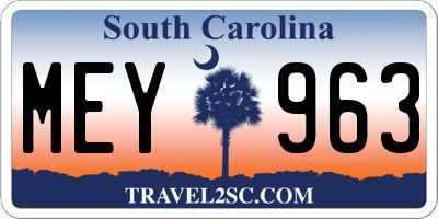 SC license plate MEY963