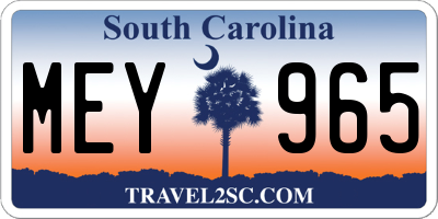 SC license plate MEY965