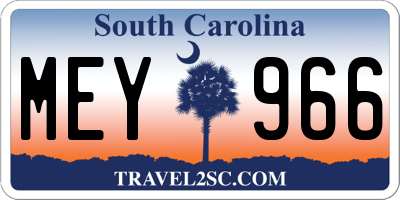 SC license plate MEY966