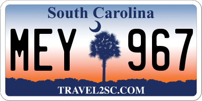 SC license plate MEY967