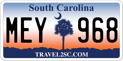SC license plate MEY968