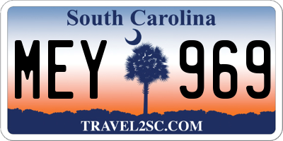SC license plate MEY969