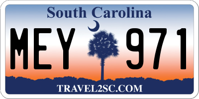 SC license plate MEY971