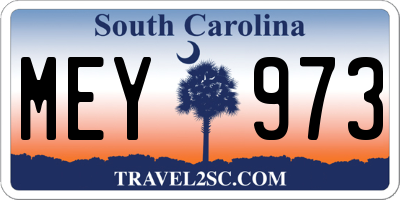 SC license plate MEY973
