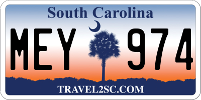 SC license plate MEY974