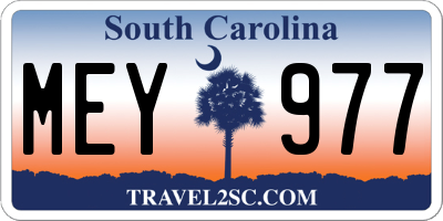 SC license plate MEY977