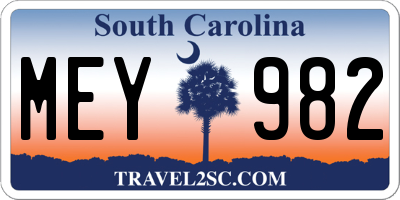SC license plate MEY982