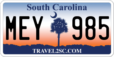 SC license plate MEY985