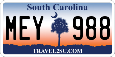 SC license plate MEY988