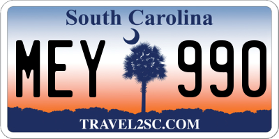 SC license plate MEY990