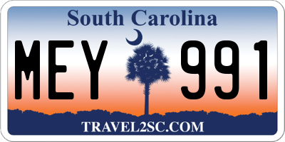 SC license plate MEY991