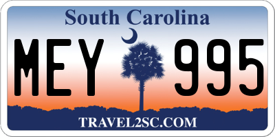 SC license plate MEY995