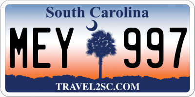 SC license plate MEY997