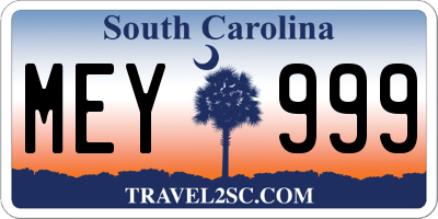 SC license plate MEY999