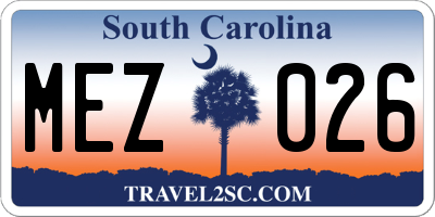 SC license plate MEZ026