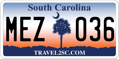SC license plate MEZ036