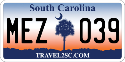 SC license plate MEZ039