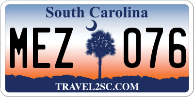 SC license plate MEZ076
