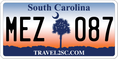 SC license plate MEZ087